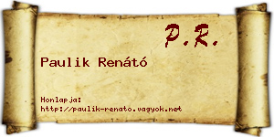 Paulik Renátó névjegykártya